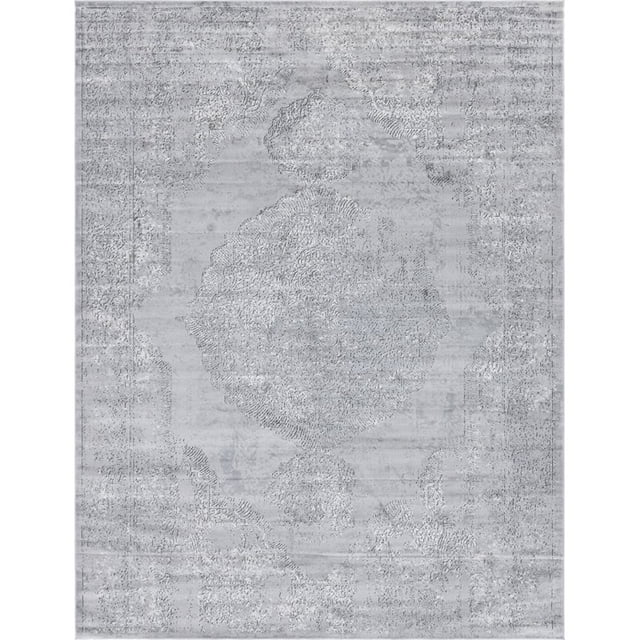 Unique Loom Tapis Ton sur Ton Portland 10' x 13' Rectangle Gris Clair/gris