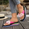 thumbnail image 2 of DAFEI Thick Soled Wedge Color Block Slip Outdoor Flip Flop Women's Rhinestone Thong Sandals, 2 of 7