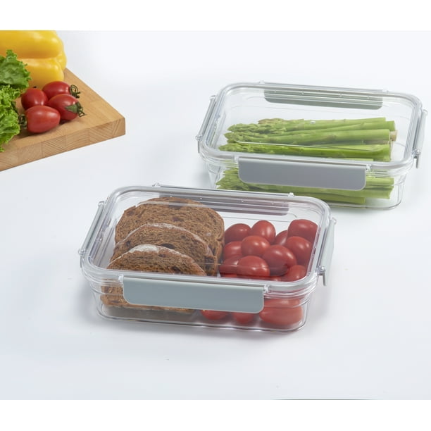 Mainstays 2PK 1300ML Rectangualr Tritan Food Storage Container, Clear Lid & Container, Light