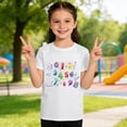 thumbnail image 2 of Shadoumai Girl Tops Trendy for School Letter Print Crewneck Shirt Short Sleeve T Shirt Comfortable Back To School Season T-Shirts Toddler To Big Kid, 2 of 6