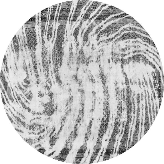 Ahgly Company Indoor Round Abstract Gray Modern Area Rugs, 7' Round