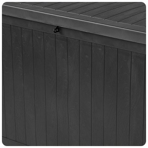Storage Box - 113-Gallon Container for Patio Storage - Durable and Fade-Resistant Resin Deck Box - Outdoor Furniture by Pure Garden (Black)