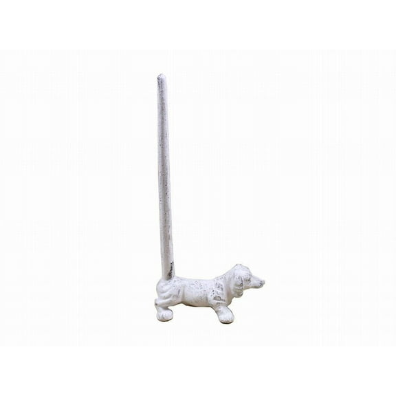 Whitewashed Cast Iron Dog Extra Toilet Paper Stand 12"