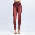 thumbnail image 2 of Women's Denim Print Fake Jeans Look Like Leggings Sexy Stretchy High Waist Slim Skinny Jeggings Tights Trousers, 2 of 5