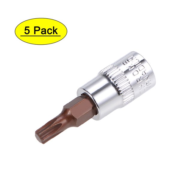 Unique Bargains 1/4-Inch Drive Bit Sockets Torx T15 S2 Steel 38mm Length 5 Pcs