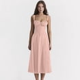 thumbnail image 4 of Women'S Summer Midi Corset Boho Dresses Casual Spaghetti Straps Lace Up Dress Flowy Aline Beach Sundress Pink S, 4 of 5
