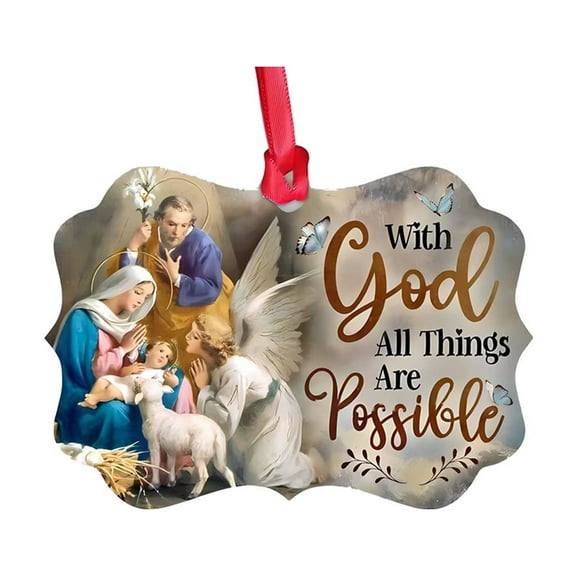 Acrylic Nativity Scene Christmas Ornament Style N, Religious Holiday Decor With Hanging Hole, Wall Or Tree Decoration, Gift For Family And Friends