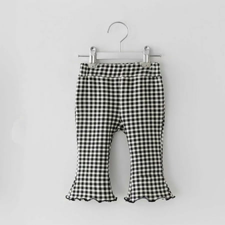 

cllios Spring Children s Wear Girl s Plaid Flare Pants Middle School Children s Western Casual Pants Baby Cotton Pants