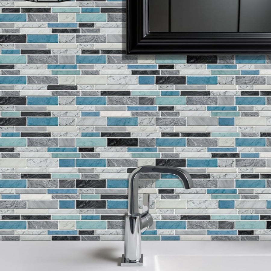 Peel and Stick Backsplash Wall Tiles,Self-Adhesive,Oil Proof,Waterproof, Removable Wall Panels for Kitchen & Bathroom,Modern Design, Easy Install (9.68x4.72 inch,48 Pack)