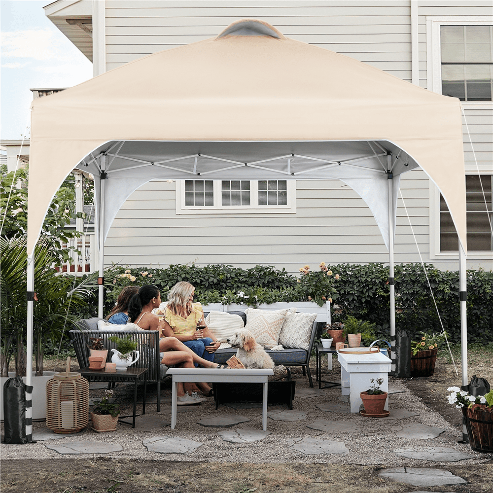 Alden Design Outdoor Canopy Pop up Canopy Camping Tent for Garden Patio Park Market, Beige