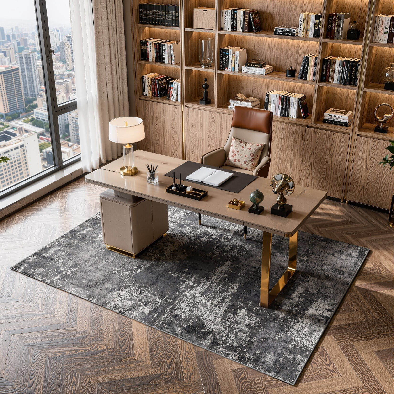 Toyoso 5x7 Modern Abstract Area Rug - Charcoal Grey & Black Carpet, 0.25" Low Pile Machine Washable Non-Slip Indoor Rug, Stain Resistant Pet Friendly Floor Mat for Bedroom & Home Office