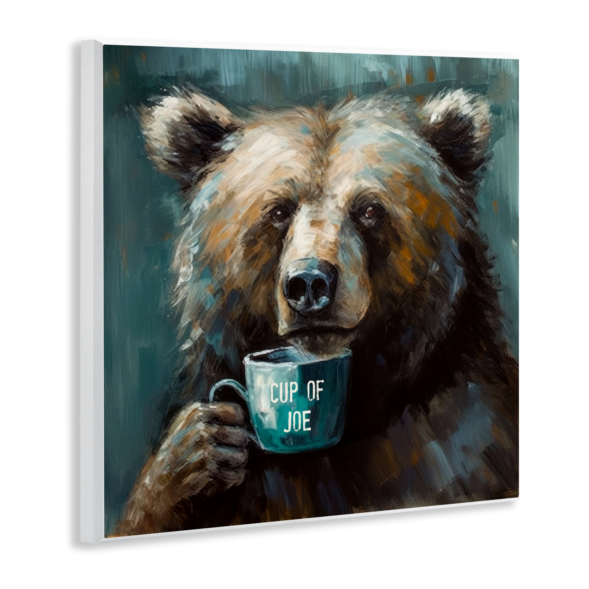 Stupell Industries Bear with Cup Of Joe Wall Plaque Art, design by Tina LeCour