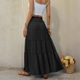 thumbnail image 4 of Tiered Maxi Skirt with Pockets, Boho Ruffle Layered High Waisted Long Skirt, Casual Flowy Smocked Paperbag Waist Slacks, 4 of 7
