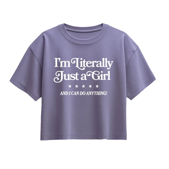 Instant Message - I'm Literally Just a Girl Short Sleeve Boxy Graphic T-Shirt