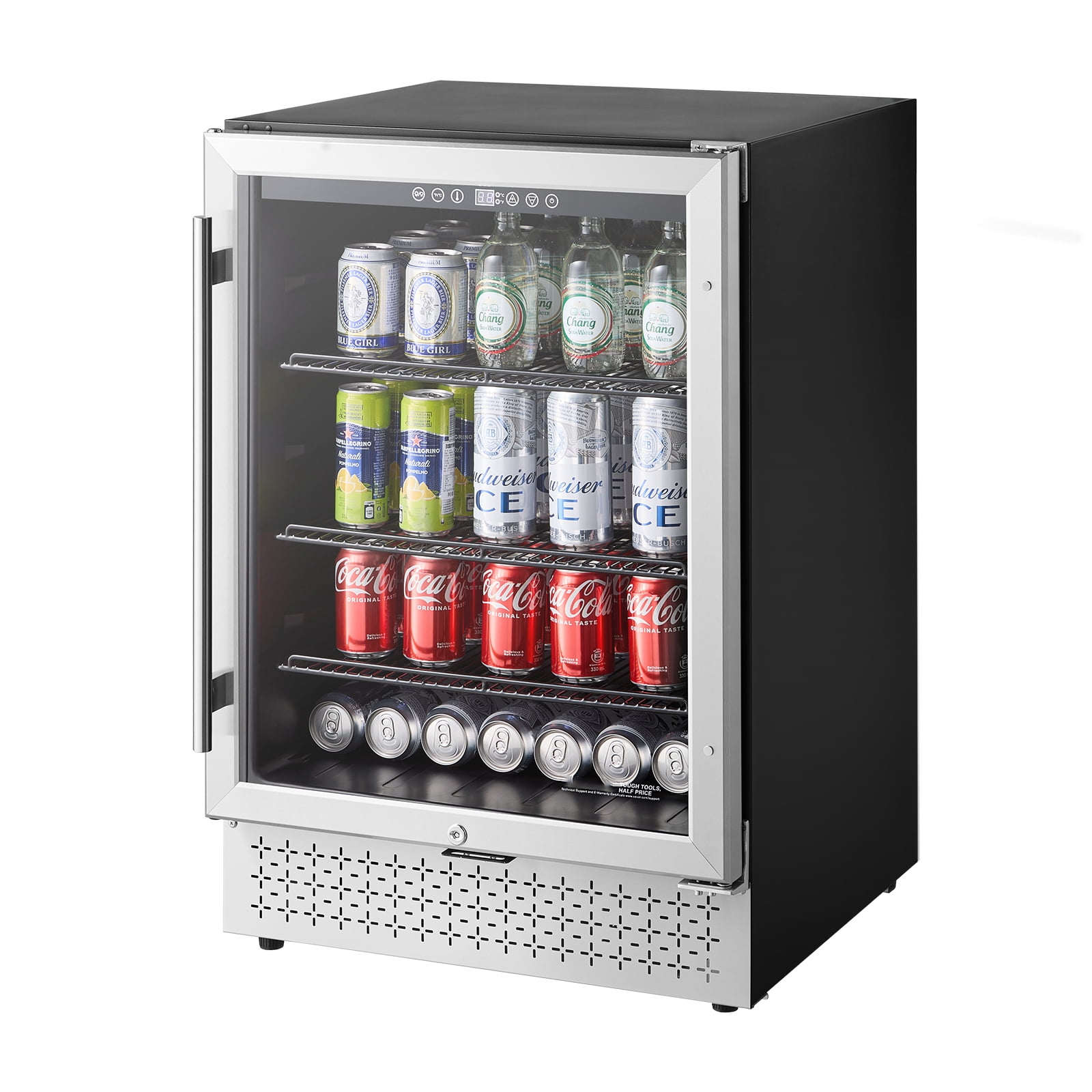 KFFKFF Drink Cooling Appliance, 154 Can Capacity Drink Chiller, Compact Refrigerator with Transparent Door, Modifiable Racks, Electronic Temp Regulation, Integrated & Detachable Soft Drink Chiller