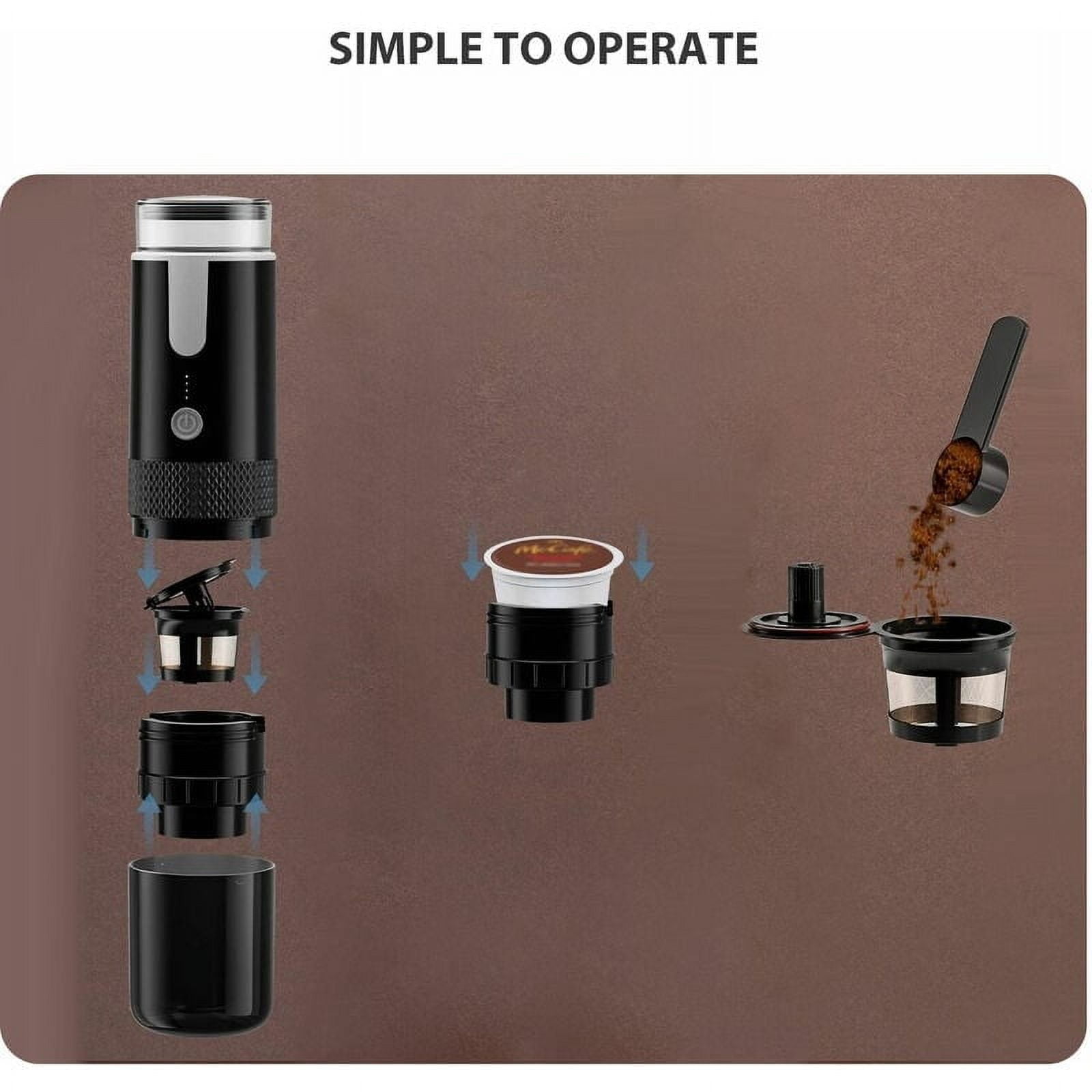 Portable Coffee Machine Compatible with K Cup Capsule Ground Coffee Hand Operated Hand Coffee Maker for Camping Hiking