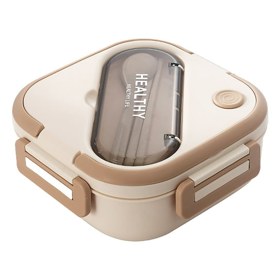 neszzmir Insulated Stainless Steel Lunch Box 2-Compartment Leak-Proof Bento with Cutlery Portable Handle Dishwasher Safe Thickened Design 7x7x3 in