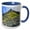 Blue/White, variant on 3drose, Gardar Basalt Columns, Reynisfjara Black Sand Beach, Iceland., 11oz Two-tone Yellow Mug