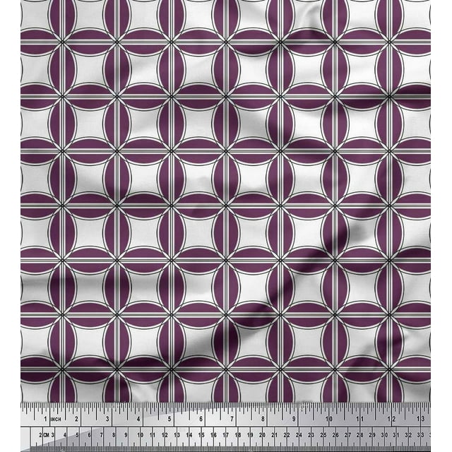 Soimoi Cotton Duck Fabric Semi Circle & Square Geometric Printed Fabric 1 Yard 56 Inch Wide