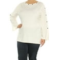 thumbnail image 3 of ALFANI Womens White Embellished Long Sleeve Jewel Neck Top XL, 3 of 4