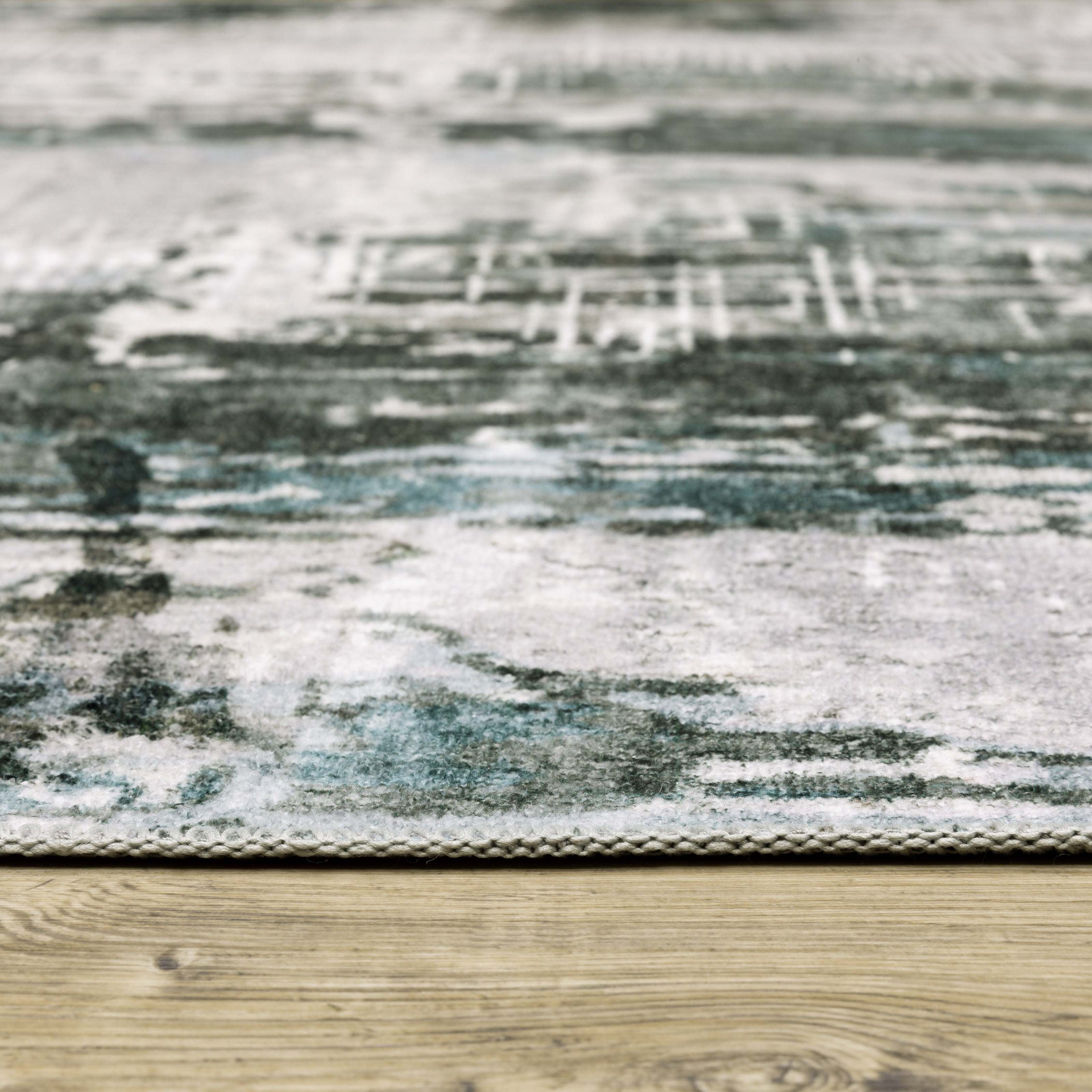 Avalon Home Marlowe Washable Modern Abstract Grey/ Teal Indoor Area Rug