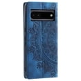 thumbnail image 3 of Case for Google Pixel 6A Wallet Case for Women Girls with Card Holder, Embossed Flower Pattern Magnetic Flip PU Leather Purse Protective Phone Cover for Google Pixel 6A, Blue, 3 of 10
