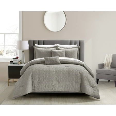 NY&C Home Trinity 5-Piece Jacquard Comforter Set  King  Grey