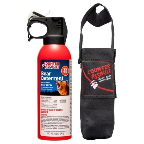 Bear Spray - 2% Capsaicin Bear Deterrent - Pepper Spray for Hiking, Camping, Hunting & More - 10.2 oz 10.2 oz, 1 pack, and Holster Red One Size
