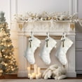thumbnail image 6 of TETOU 18'' White Christmas Stockings, Large Faux Fur Xmas Stockings with Personalized Name Tag, Lovely Stockings Christmas Decorations Hanging Ornaments for Xmas Trees Home Fireplace Holiday Gift, 6 of 6