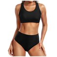 thumbnail image 1 of FhsagQ Swimsuit Sets for Women Plus Size Blue with Matching Robe Women High Waisted Bikini Push up Two Piece Swimsuits Vintage Swimsuit Two Piece Retro Ruched High Waist Print Bikini Set Black L, 1 of 4