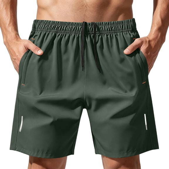 BRANROY Mens Running Beach Casual Shorts - Loose Fit Drawstring Summer Short Pants for Men, Ideal for Gym, Vacation, and Everyday Use,Army Green L