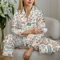 thumbnail image 5 of KLL Summer Life Print Women's Long Sleeve Pajamas with Pants Sleepwear Loungewear 2 Set-X-Large, 5 of 7