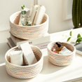 thumbnail image 6 of Clearance under $10 Small Woven Baskets Tiny Oval Shallow Storage Baskets Mini Cotton Rope Empty Decorative Basket Boho Little Organizer for Nursery Room Kids Baby Dog Toy Gifts, 6 of 9