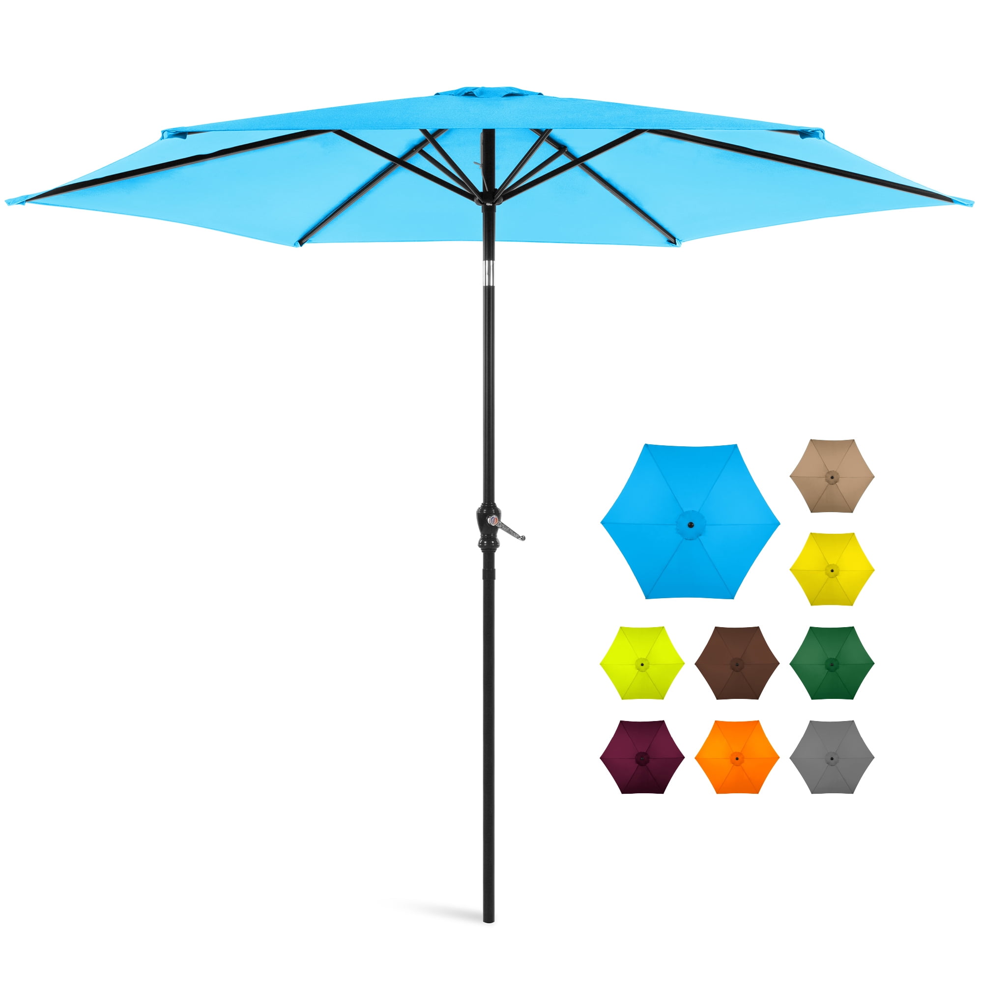 Best Choice Products 10ft Outdoor Steel Market Patio Umbrella w/ Crank