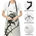 thumbnail image 6 of Pofeuu Black And White Rose Print Waterproof Apron with Pockets Adjustable Cooking Aprons Kitchen Bib for Baking Household Cleaning, 6 of 8