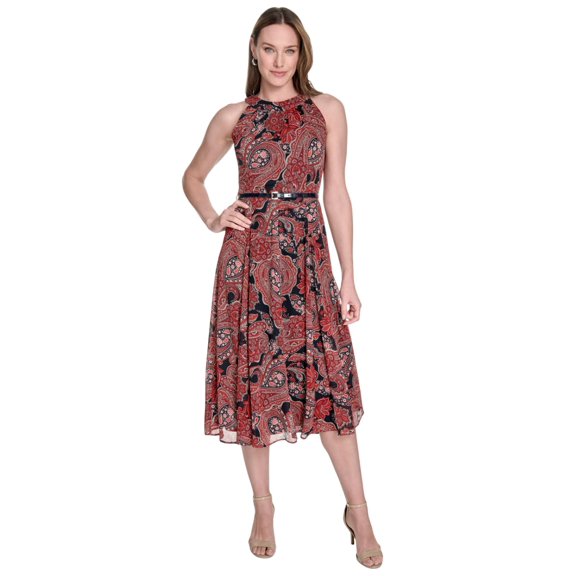 Tommy Hilfiger Women's Midi Dress Dresses, Sky Captain/Samba, 4
