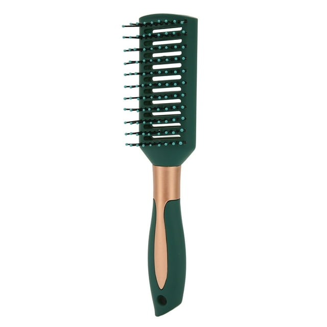 Oil Head Comb, Round Head Green Detangling Ribs Comb Back Hollow Design Gentle Touch For Hair Salon Ribs Comb