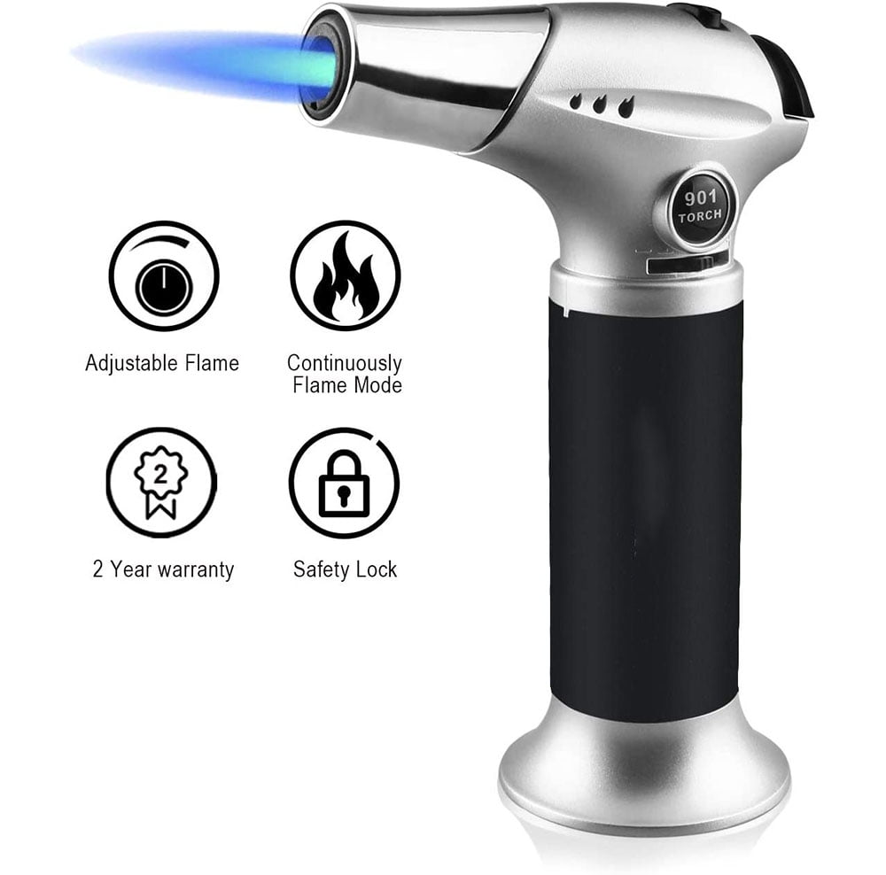 Professional Kitchen Cooking Torch with Adjustable Flame Refillable Blow Torch Lighters for Crafts Butane Gas Not Included Semlos Butane Torch Creme Brulee,