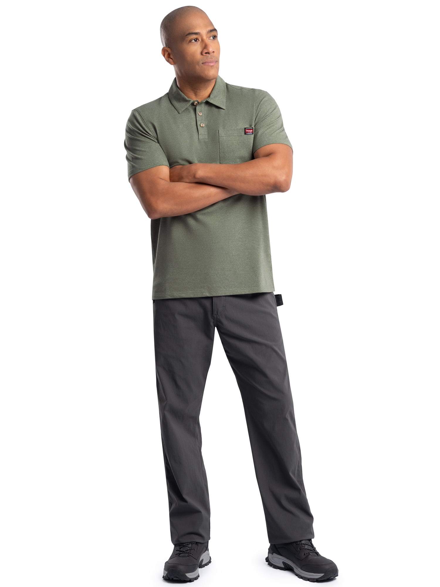 Wrangler Workwear Men's Performance Stretch Polo Short Sleeve Work Shirt, size S-3XL