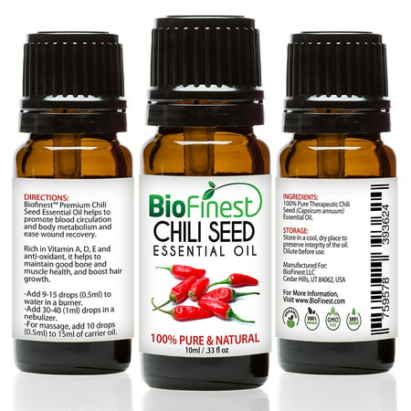Biofinest Chili Seed Essential Oil - 100% Pure Organic Therapeutic Grade - Best For Aromatherapy & Massage - For Better Sleep At Night- FREE E-Book & Dropper