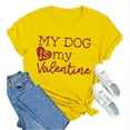 thumbnail image 1 of Tittly T-Shirts pour Femmes T-Shirts Graphiques Saint-Valentin Mon Chien Est Mon Saint-Valentin Imprimé Chandail en Molleton Décontracté Imprimé Col Rond T-Shirt Chandail pour Femmes T-Shirts Hauts Femmes Jaune TG, 1 of 8