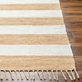 thumbnail image 6 of Hauteloom Moby Recycled Material Striped Farmhouse Hallway, Kitchen Runner Rug - Casual Performance Carpet with Tassel, Fringe - Orange, White - 2'6" x 8', 6 of 8
