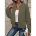 thumbnail image 4 of Women’s Solid Color Zip-Up Jacket, Casual Baseball Collar Lightweight Outerwear, Relaxed Fit Long Sleeve Daily Wear Jacket for Spring Fall, 4 of 7