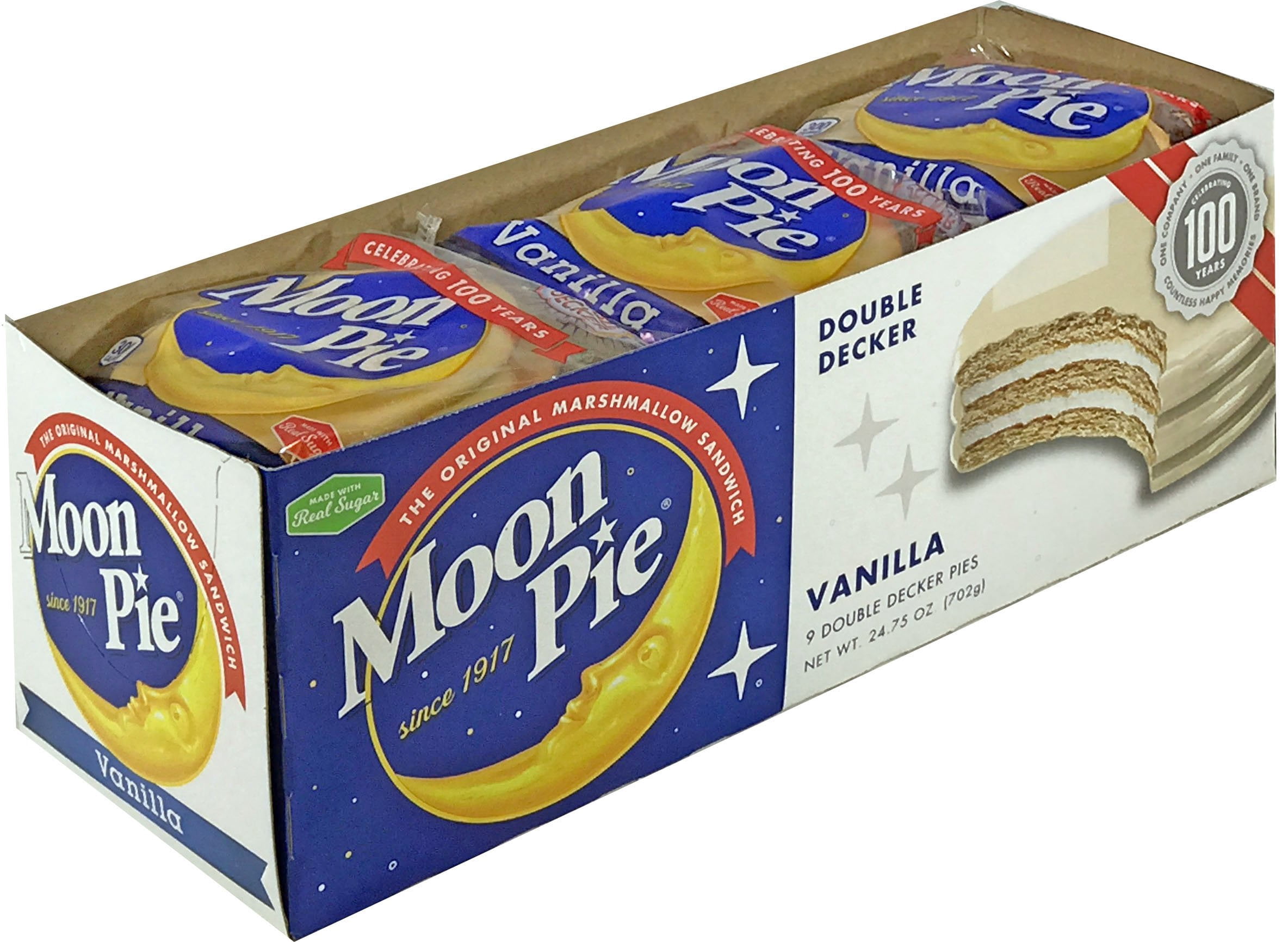 Moonpie Double Decker Vanilla Marshmallow Sandwich 2.75 oz, Pack of 81
