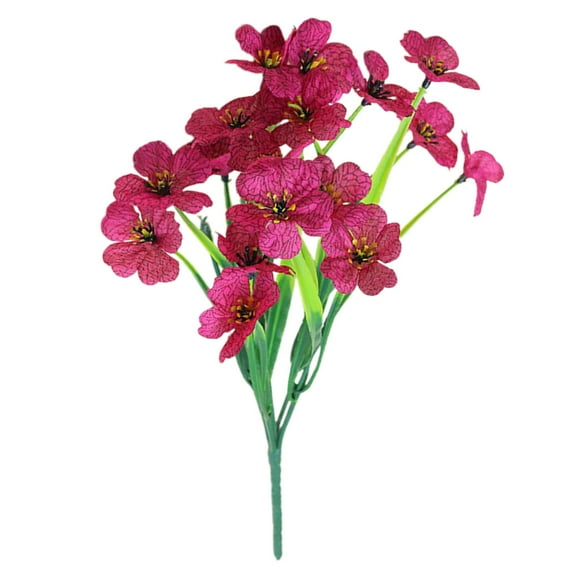 UV Resistant Artificial Pink Violet Flowers Faux Plastic Spring Greenery Plants for Outdoor Planters Patio Garden Porch Home Decor