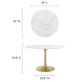 thumbnail image 6 of Modway Lippa 	48" Round Artificial Marble Dining Table in Gold White, 6 of 7