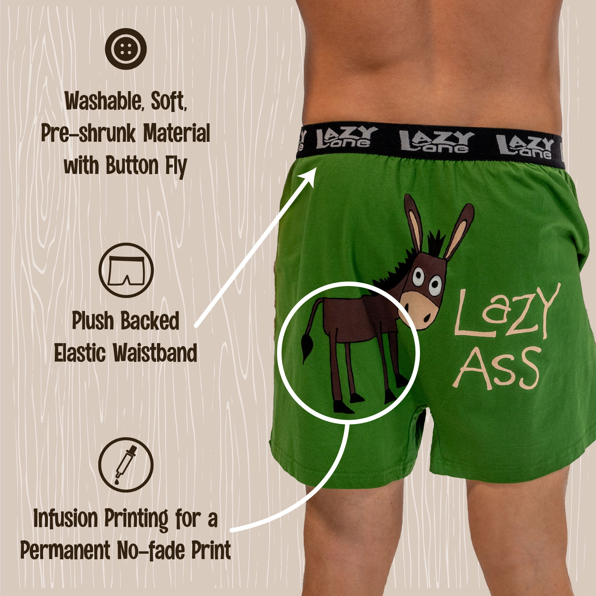 Buy LazyOne Funny Animal Boxers, Humorous Underwear, Gag Gifts for Men