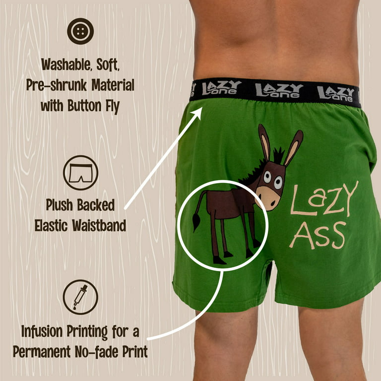 LazyOne Funny Animal Boxers, Beware of Natural Gas, Humorous Underwear, Gag  Gifts for Men, Xlarge