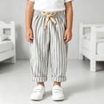 thumbnail image 5 of Xyant Kids Cotton Linen Pants Toddler Boys Girls Trousers Casual Striped Long Pant Rubber Waist Beach Pants (Grey,3-4 Years), 5 of 7
