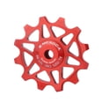 thumbnail image 4 of Ceramic Bearing Rear Derailleur Pulley for Road & Mountain Bikes - Lightweight Aluminum Alloy Guide Wheel with 12T/14T Gear Options, Smooth Rotation, Easy Installation (12T, Red), 4 of 6